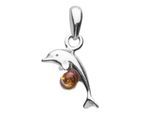 Kettenanhänger OSTSEE-SCHMUCK "- Delphin - Silber 925/000 - Bernstein" Gr. 25, silber (silber 925, silberfarben, weiß), Schmuckanhänger, Damen, Silber 925 (Sterlingsilber), Kettenanhänger