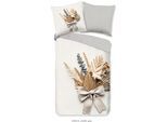 Wendebettwäsche GOOD MORNING "Launo", beige (greige), B/L: 155cm x 220cm, 1 Stk., 1 Stk., Renforcé, B/L: 80cm x 80cm, 2 Stk., Renforcé, Obermaterial: 100% Baumwolle, Bettwäsche, Wendebettwäsche, 100% Baumwolle, Renforcé, Reißverschluss, Wendeoptik, Schleife, Grau