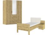 Schlafzimmer-Set RAUCH "Komplettschlafzimmer Schlafzimmer EVELYN", braun (asteiche), Bett 100x200cm + ohne Matratze, B/H: 100cm x 200cm, Bett 100x200cm, Holzwerkstoff, Schlafzimmermöbel-Sets, Schrank und Bett in 2 Breiten, Nachttisch mit Paneel MADE IN GERMANY