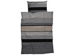 Bettwäsche CASATEX "Dami", schwarz (anthrazit, taupe), B/L: 135cm x 200cm, 1 Stk., 1 Stk., Satin, B/L: 80cm x 80cm, 2 Stk., Satin, Obermaterial: 100% Baumwolle, Bettwäsche, Bettwäsche, moderne, elegante Bettwäsche