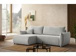 Ecksofa HOME AFFAIRE "MAVAS Schlafsofa mit Bettkasten, L-Form", grau (hellgrau), B:257cm H:88cm T:177cm, Sofas, Ecksofa, ca.257/127cm (Liegefläche 212/145 cm), Cord, Chenille, Struktur