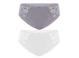 Slip SUSA "2er Pack Damen Slip Latina", Damen, Gr. 46, bunt (frosty lavender weiß), Obermaterial: 78% Polyamid PA. 16% Elasthan EL. 6% Baumwolle CO., Unterhosen Slip