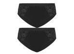 Slip SUSA "2er Pack Damen Slip Latina", Damen, Gr. 46, schwarz (schwarz schwarz), Obermaterial: 78% Polyamid PA. 16% Elasthan EL. 6% Baumwolle CO., Unterhosen Slip