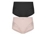 Miederslip SUSA "2er Pack Miederslip London", Damen, Gr. 42, bunt (nude schwarz), Stoff, Obermaterial: 75% Polyamid PA. 25% Elasthan EL., Unterhosen