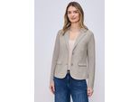 Kurzblazer STREET ONE, Damen, Gr. 36, light terra mocha, Stoff, 83% Polyester, 14% Viskose, 3% Elasthan. shadowed navy melange: 73% Polyester, 24% Viskose, 3% Elasthan, Jacquardmuster, regular fit normal, V-Ausschnitt, normaler Saum, Blazer Kurzblazer, mit Reverskragen