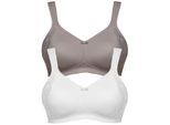 Minimizer-BH SUSA "2er Pack Minimizer BH ohne Bügel London", Damen, Gr. 90, Cup B, bunt (weiß frosty lavender), Stoff, Obermaterial: 76% Polyamid PA. 24% Elasthan EL., BHs Minimizer-BH