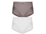 Miederslip SUSA "2er Pack Miederslip London", Damen, Gr. 50, bunt (frosty lavender weiß), Stoff, Obermaterial: 75% Polyamid PA. 25% Elasthan EL., Unterhosen