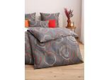 Bettwäsche WÄSCHEPUR Gr. 2, grau (anthrazit, rot, bedruckt), B/L: 155cm x 200cm, Mako-Satin, B/L: 80cm x 80cm, 2 Stk., Mako-Satin, 100% Baumwolle, Bettwäsche, Bettwäsche