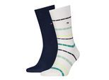 Socken TOMMY HILFIGER "TH MEN SOCK 2P SUMMER BRETON", Herren, Gr. 43-46, weiß, fresh grün, Baumwollmischung, Socken Socken