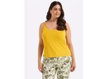Spaghettitop SHEEGO, Damen, Gr. 48, gelb (limone), 70% Modal, 24% Polyester, 6% Elasthan, unifarben, Rundhals, Tops