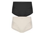 Miederslip SUSA "2er Pack Miederslip London", Damen, Gr. 38, bunt (champagner schwarz), Stoff, Obermaterial: 75% Polyamid PA. 25% Elasthan EL., Unterhosen