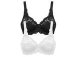 Bügel-BH SUSA "2er Pack Bügel BH Latina", Damen, Gr. 75, Cup E, bunt (schwarz weiß), Obermaterial: 77% Polyamid PA. 15% Baumwolle CO. 8% Elasthan EL., BHs Bügel-BH