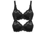 Bügel-BH SUSA "2er Pack Bügel BH Latina", Damen, Gr. 75, Cup B, schwarz (schwarz schwarz), Obermaterial: 77% Polyamid PA. 15% Baumwolle CO. 8% Elasthan EL., BHs Bügel-BH