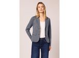 Kurzblazer STREET ONE, Damen, Gr. 40, shadowed navy, Stoff, 83% Polyester, 14% Viskose, 3% Elasthan. shadowed navy melange: 73% Polyester, 24% Viskose, 3% Elasthan, Jacquardmuster, regular fit normal, V-Ausschnitt, normaler Saum, Blazer Kurzblazer, mit Reverskragen