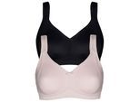 Minimizer-BH SUSA "2er Pack Minimizer BH Milano", Damen, Gr. 100, Cup C, bunt (nude schwarz), Stoff, Obermaterial: 80% Polyamid PA. 17% Elasthan EL. 3% Baumwolle CO., BHs Minimizer-BH