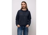 Langarmshirt STREET ONE, Damen, Gr. 42, shadowed navy, Stoff, 100% Polyester, unifarben, comfort fit normal, ohne Ausschnitt, Bündchen, Shirts Langarmshirt, mit Struktur