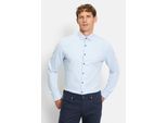 Businesshemd OLYMP "OLYMP No. Six 24/Seven, super slim, Modern Kent", Herren, Gr. 36, Normaler Arm, blau (bleu), 64% Baumwolle, 27% Polyester, 9% Elasthan, Hemden