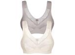 Entlastungs-BH SUSA "2er Pack Entlastungs BH ohne Bügel Basic", Damen, Gr. 85, Cup C, bunt (frosty lavender puder), Obermaterial: 55% Polyamid PA. 39% Baumwolle CO. 6% Elasthan EL., BHs Entlastungs-BH