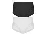 Miederslip SUSA "2er Pack Miederslip London", Damen, Gr. 52, bunt (schwarz weiß), Stoff, Obermaterial: 75% Polyamid PA. 25% Elasthan EL., Unterhosen