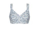 Bügelloser BH SUSA "BH ohne Bügel Prints", Damen, Gr. 11,5, Cup C, blau (blau, flowers), Obermaterial: 92% Baumwolle CO. 6% Polyamid PA. 2% Elasthan EL., BHs