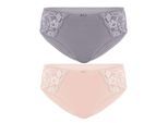 Slip SUSA "2er Pack Damen Slip Latina", Damen, Gr. 42, bunt (frosty lavender beige), Obermaterial: 78% Polyamid PA. 16% Elasthan EL. 6% Baumwolle CO., Unterhosen Slip