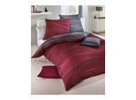 Bettwäsche KAEPPEL Gr. 3, rot (weinrot, anthrazit), B/L: 155cm x 220cm, Mako-Satin, B/L: 80cm x 80cm, 2 Stk., Mako-Satin, 100% Baumwolle, Bettwäsche, Bettwäsche