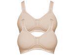 Entlastungs-BH SUSA "2er Pack Entlastungs BH ohne Bügel Basics", Damen, Gr. 95, Cup C, beige (cappuccino cappuccino), Stoff, Obermaterial: 97% Baumwolle CO. 3% Elasthan EL., BHs Entlastungs-BH