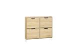SoBuy Schuhschrank mit 4 Türen Holzfarbe 19x100x89,99cm Minimalistisch