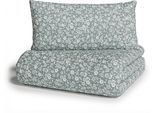 Bettwäsche OTTO HOME "Mariby", grün, B/L: 135cm x 200cm, 1 Stk., 1 Stk., Renforcé, B/L: 40cm x 80cm, 2 Stk., Renforcé, Obermaterial: 100% Baumwolle, Bettwäsche, Bettwäsche, mit feinem Blümchen Design, skandinavisch, romantische Bettwäsche