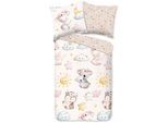 Babybettwäsche GOOD MORNING "Hugss", beige (sand), B/L: 135cm x 200cm, 1 Stk., 1 Stk., Renforcé, B/L: 80cm x 80cm, 2 Stk., Renforcé, Obermaterial: 100% Baumwolle, Bettwäsche, Baumwolle, Renforcé, 2 Teilig, Wendeoptik, Kind, Baby, Mädchen, Tiere