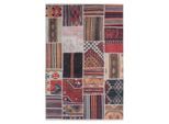 Teppich KAYOOM "Atoil 273", bunt (multi), B:75cm H:6mm L:150cm, Polyester, Teppiche, Teppich, Kurzflor, Patchwork Muster, mit Fransen