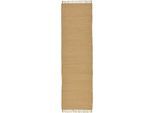 Teppich THEKO "Happy Cotton Fleckerl, handgewebt" Gr. 12, beige (natur), B:70cm H:5mm L:250cm, Baumwolle, Teppiche, Teppich, Flachgewebe, reine Baumwolle, meliert, mit Fransen, auch als Läufer
