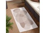 Outdoorteppich CARPET CITY "DUO RUG 5835", beige (creme), B:80cm H:5mm L:150cm, Obermaterial: 100% Polypropylen, Teppiche, Outdoorteppich, Wendeteppich Wetterfest In- & Outdoor, Balkon, Terrasse, Wohnzimmer