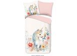 Kinderbettwäsche "Unidream", rosa, B/L: 135cm x 200cm, 1 Stk., 1 Stk., Microfaser, B/L: 80cm x 80cm, 2 Stk., Microfaser, Obermaterial: 100% Polyester, PURE LUXURY COLLECTION, Bettwäsche, 135x200, Pflegeleicht, Reißverschluss, Kind, Mädchen, Einhorn, Rosa