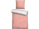 Wendebettwäsche KAPPA "Emma", rosa (rose), B/L: 155cm x 220cm, 1 Stk., 1 Stk., Linon, B/L: 80cm x 80cm, 2 Stk., Linon, Obermaterial: 100% Baumwolle, Bettwäsche, Wendebettwäsche, pflegeleichte + feinfädige Qualität, 100% Baumwolle, Reißverschluss