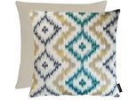 Dekokissen APELT "Milan in Ikat-Design", natur, blau, ornament, B:45cm H:10cm L:45cm, Mischgewebe, Dekokissen_Sitzkissen_Kissenhüllen, inclusive Soft-Kissenfüllung 100% PES