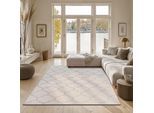 Teppich THE CARPET "Knight", beige, B:140cm H:12mm L:200cm, Polyester, Teppiche, Teppich, moderner Wohnzimmer Teppich elegant glänzender Flor