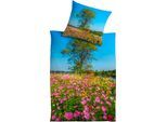 Bettwäsche KINZLER "Sunny", bunt, B/L: 135cm x 200cm, 1 Stk., 1 Stk., Satin, B/L: 80cm x 80cm, 2 Stk., Satin, Obermaterial: 100% Baumwolle, Bettwäsche, Bettwäsche, aus Baumwoll-Satin