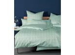Wendebettwäsche JANINE "modernclassic 39025", grün (jadegrün), B/L: 135cm x 200cm, 1 Stk., 1 Stk., Mako-Satin, B/L: 80cm x 80cm, 2 Stk., Mako-Satin, Obermaterial: 100% Baumwolle, Bettwäsche, Wendebettwäsche, mit Reißverschluss, 100% Baumwolle, mit Karos und Streifen