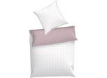 Wendebettwäsche DYCKHOFF "Graphic", rosa (rose), B/L: 155cm x 220cm, 1 Stk., 1 Stk., Renforcé, B/L: 80cm x 80cm, 2 Stk., Renforcé, Obermaterial: 100% Baumwolle, Bettwäsche, Wendebettwäsche