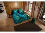 Wendebettwäsche "Neva", blau (petrol), B/L: 135cm x 200cm, 1 Stk., 1 Stk., Microfaser, B/L: 80cm x 80cm, 2 Stk., Microfaser, Obermaterial: 100% Polyester, PURE LUXURY COLLECTION, Bettwäsche, Wendebettwäsche, Mikrofaser, 135x200, Pflegeleicht, Reißverschluss, Wendeoptik, Federn