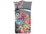 Wendebettwäsche HIP "Olinga", bunt, B/L: 200cm x 200cm, 1 Stk., 2 Stk., Renforcé, B/L: 80cm x 80cm & 80cm x 80cm, 3 Stk., Renforcé, Obermaterial: 100% Baumwolle, Bettwäsche, Wendebettwäsche, Satin, Reißverschluss, Wendeoptik, Mandala, Blume, Grau, Bunt