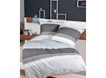Bettwäsche JANINE "Mako-Satin 31013", silberfarben, B/L: 155cm x 220cm, 1 Stk., 1 Stk., Mako-Satin, B/L: 80cm x 80cm, 2 tlg., Mako-Satin, Obermaterial: 100% Baumwolle, Bettwäsche, Bettwäsche, aus 100% Baumwolle, mit Streifen, ab Größe 135x200 cm