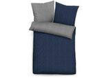 Bettwäsche BIBERNA Gr. 2, blau (marine, grau), B/L: 155cm x 200cm, Flanell,Biber,Feinbiber, B/L: 80cm x 80cm, 2 Stk., Flanell;Biber;Feinbiber, 100% Baumwolle, Bettwäsche, Bettwäsche