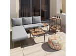 Loungegarnitur-Set Sallie Grau Holz/Metall/Outdoorstoff