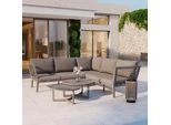 Loungegarnitur Malou Grau Outdoorstoff/Metall +Abdeckung