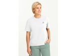 T-Shirt JACK WOLFSKIN "CURIOUS T W", Damen, Gr. L (42/44), weiß (plant, starkweiß), Obermaterial: 100% BAUMWOLLE, Shirts T-Shirt
