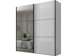 Schwebetürenschrank STAUD "Includo Glas, Made in Germany", weiß (alpinweißglas), B:225cm H:222cm T:68cm, Holzwerkstoff, Schränke, Schwebetürenschrank