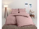 Bettwäsche OTTO HOME "Violetta in Gr. 135x200 oder 155x220 cm", rosa (rosé), B/L: 135cm x 200cm, 1 Stk., 1 Stk., Renforcé, B/L: 80cm x 40cm, 2, Renforcé, Obermaterial: 100% Baumwolle, Bettwäsche, Bettwäsche, Bettwäsche aus Baumwolle, romantische Bettwäsche mit Volants