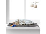 Rohrschneider ® Selbstwärmende Katzendecke, Fensterliege mit rutschfester Unterlage dunkelgrau 60 cm, 2 cm, 29 cm